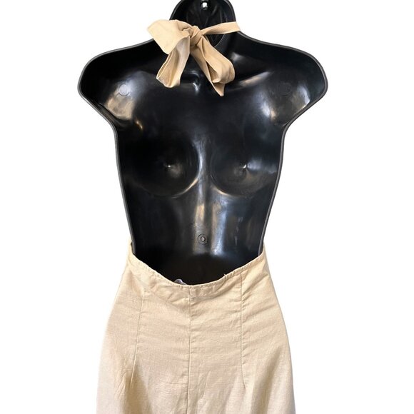 Lioness Womens Halter Dress Small Tan Linen Blend Sheath Maxi - Picture 7 of 16